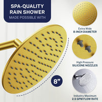 Spa Quality Dual Shower Head with Slide Bar Set Brushed Gold / 2.5 GPM - The Shower Head Store