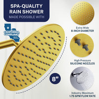 Spa Quality Dual Shower Head with Slide Bar Set Brushed Gold / 1.75 GPM - The Shower Head Store