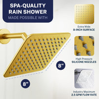 Spa Quality Square Dual Shower Head Set Brushed Gold / 2.5 - The Shower Head Store