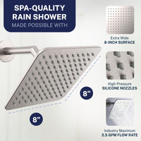 Spa Quality Square Dual Shower Head Set Brushed Nickel / 2.5 - The Shower Head Store