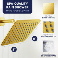 Spa Quality Rain Shower Square Rain Shower Head Brushed Gold / 2.5 - The Shower Head Store
