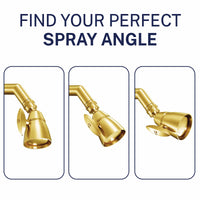 Spray Angle All Metal 2-Inch Shower Head Set - Complete Shower System with Valve and Trim Brushed Gold / 2.5 GPM Brushed Gold / 1.75 GPM - The Shower Head Store