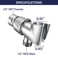 Specifications HammerHead Showers All Metal Shower Head Holder Bracket Main Image Chrome - The Shower Head Store