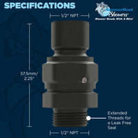 Specifications of Swivel Adapter with Extended Threads for a Leak Free Seal HammerHead Showers Matte Black - The Shower Head Store