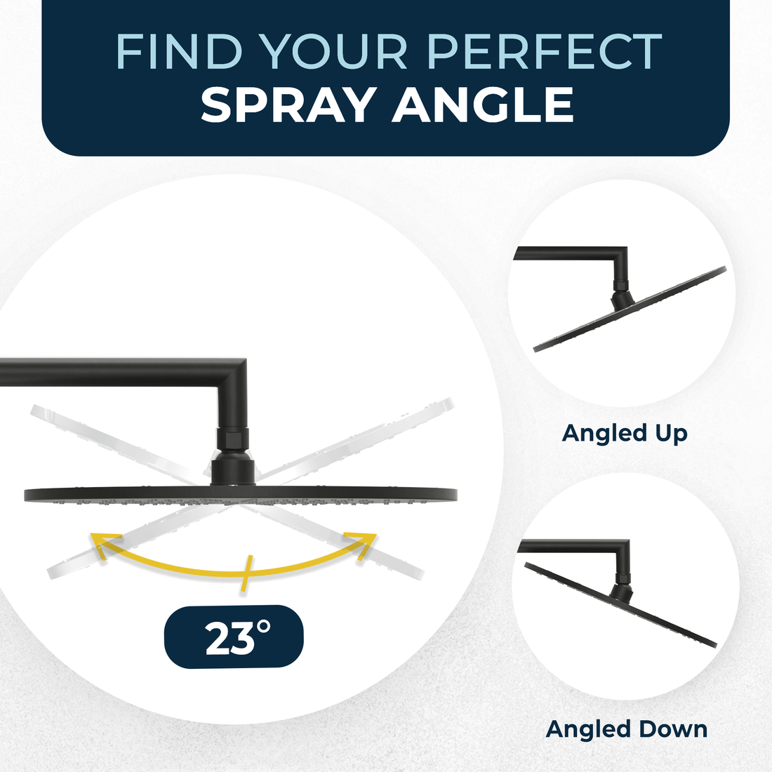 Features 12 Inch Rain Shower Head with Arm Matte Black / 2.5 - The Shower Head Store