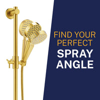 Spray Angle ALL Metal Shower Slide Bar with Hand Held Shower Head & Hose Brushed Gold / 2.5 GPM Brushed Gold / 1.75 GPM - The Shower Head Store