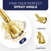 Perfect Spray Angle All Metal 2-Inch High Pressure Shower Head 2.5 GPM Brushed Gold / 2.5 GPM Brushed Gold / 1.75 GPM - The Shower Head Store
