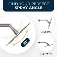 Spray Angle All Metal Shower Head Filter with 8 Inch Rainfall Shower Head Brushed Nickel / 2.5 GPM Brushed Nickel / 1.75 GPM - The Shower Head Store