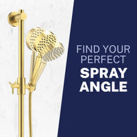Adjustable Angle ALL Metal Shower Slide Bar with Hand Held Shower Head & Hose Brushed Gold - The Shower Head Store