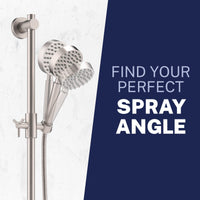 Find Your Ideal Spray Angle Dual Shower Head with Slide Bar Set Brushed Nickel / 2.5 GPM Brushed Nickel / 1.75 GPM - The Shower Head Store