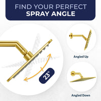 Spray Angle Square Rain Shower Head Brushed Gold / 2.5 - The Shower Head Store