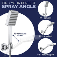 Spray Angle Square Dual Shower Head Set Chrome / 2.5 - The Shower Head Store