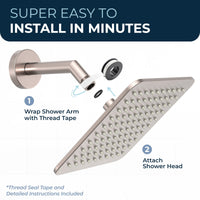 Installation Square Rain Shower Head Brushed Nickel / 2.5 - The Shower Head Store