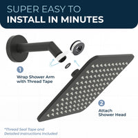 Installation Square Rain Shower Head Matte Black / 2.5 - The Shower Head Store