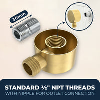 Standard NPT Threads Drop Ell Brushed Gold - The Shower Head Store