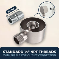 Standard NPT Threads Drop Ell Brushed Nickel - The Shower Head Store