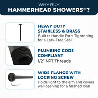Superior Quality Straight Shower Arm Matte Black / 12 Inch - The Shower Head Store