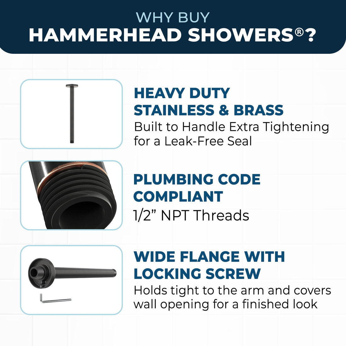 Superior Quality Straight Shower Arm Oil Rubbed Bronze / 12 Inch - The Shower Head Store