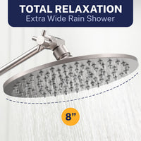 Extra Wide Rain Shower 1-Spray Dual with Adjustable Arm Brushed Nickel / 2.5 GPM - The Shower Head Store