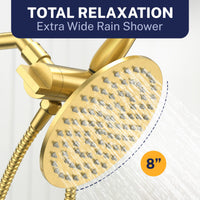 Total Relaxation 3-Spray Dual Shower Head Brushed Gold / 1.75 GPM - The Shower Head Store