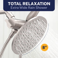 Total Relaxation 3-Spray Dual Shower Head Brushed Nickel / 1.75 GPM - The Shower Head Store