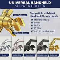 Compatibility Solid Brass 3-Way Diverter With Handheld Shower Holder Brushed Gold - The Shower Head Store