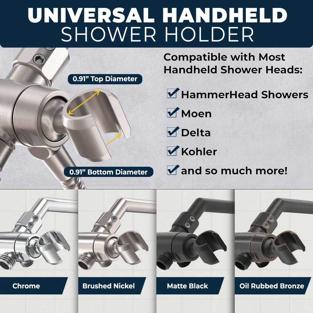Universal Design Diverter with Holder Brushed Nickel  - The Shower Head Store