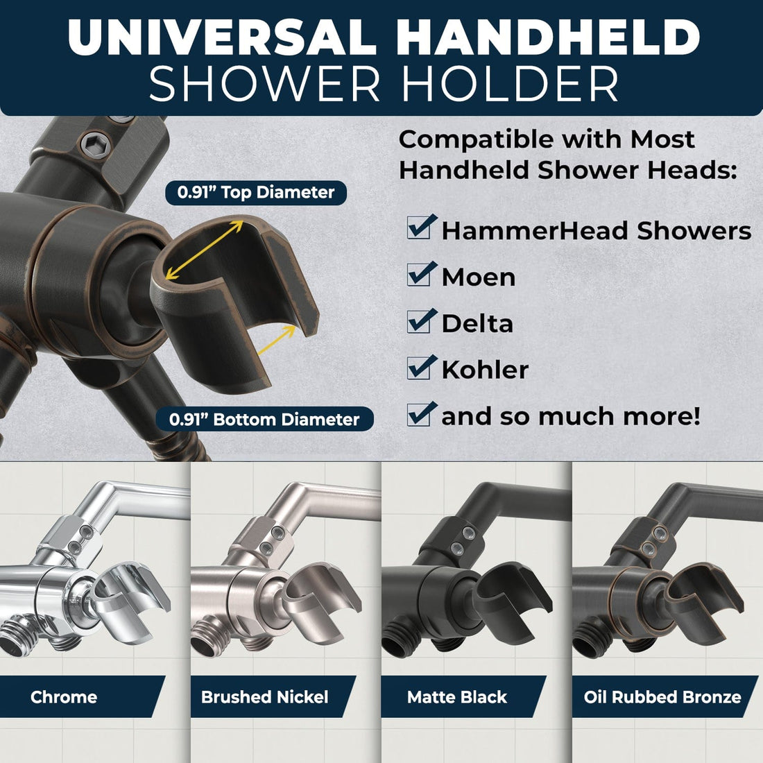 Universal Design Diverter with Holder Oil Rubbed Bronze  - The Shower Head Store