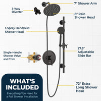 What's Included All Metal Dual Shower Head with Slide Bar Set - Complete Shower System with Valve and Trim Oil Rubbed Bronze / 2.5 - The Shower Head Store