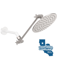 (Main Image)12 Inch Adjustable Shower Arm with 8 Inch Rain Shower Head Brushed Nickel / 12 Inch / 1.75 GPM - The Shower Head Store