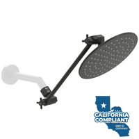 (Main Image) 12 Inch Adjustable Shower Arm with 8 Inch Rain Shower Head Matte Black / 12 Inch / 1.75 GPM - The Shower Head Store
