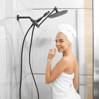 Lifestyle All Metal Dual Shower Head with Adjustable Arm - Complete Shower System with Valve and Trim Matte Black / 2.5 GPM - The Shower Head Store