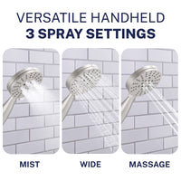 Versatile Spray Setting 3-Spray Dual Shower Head Brushed Nickel / 1.75 GPM - The Shower Head Store
