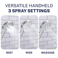 Spray Options 3-Spray Handheld Shower Head Set with Pause Chrome / 2.5 GPM - The Shower Head Store