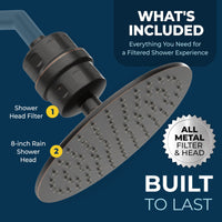 Main Image All Metal Shower Head Filter with 8 Inch Rainfall Shower Head Oil Rubbed Bronze / 2.5 GPM Oil Rubbed Bronze / 1.75 GPM - The Shower Head Store