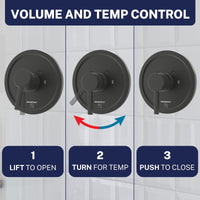 Volume and Temperature Control Valve and Trim - All Metal 1-Handle Tub and Shower Valve with Trim Kit Matte Black - The Shower Head Store
