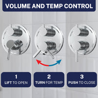Volume and Temp Control Steve White Bundle - 2H Valve and Trim Slide Bar with 1-Spray and 8-inch Rain Shower Head Chrome / 2.5 GPM Chrome / 1.75 GPM - The Shower Head Store