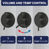 Volume and Temperature 2-Handle Valve and Trim Matte Black - The Shower Head Store