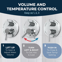 Volume and Temperature Control 2-Handle Shower System with 10" Rain, Diverter & Handheld Chrome / 2.5 GPM - The Shower Head Store