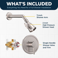 What's Included All Metal 2-Inch High Pressure Shower Head Set - Complete Shower System with Valve and Trim Brushed Nickel / 2.5 - The Shower Head Store