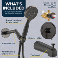 Inclusions Tub Spout with Valve and Trim 3-Spray Handheld and Shower Arm Oil Rubbed Bronze / 2.5 - The Shower Head Store