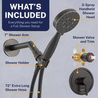 Inclusions 1-Handle Shower Valve System with 3-Spray Handheld Shower Head Oil Rubbed Bronze / 2.5 GPM Oil Rubbed Bronze / 1.75 GPM - The Shower Head Store