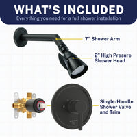 What's Included All Metal 2-Inch High Pressure Shower Head Set - Complete Shower System with Valve and Trim Matte Black / 2.5 GPM Matte Black / 1.75 GPM - The Shower Head Store
