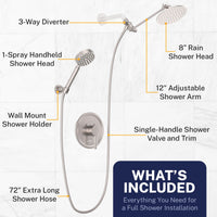 Inclusions All Metal Dual Shower Head with Adjustable Arm and Shower Head Wall Mount with Valve and Trim Brushed Nickel / 2.5 - The Shower Head Store