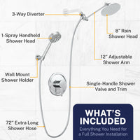 Inclusions All Metal Dual Shower Head with Adjustable Arm and Shower Head Wall Mount with Valve and Trim Chrome/ 2.5 - The Shower Head Store