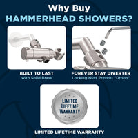 Why Buy HammerHead Showers Built To Last with Stainless Steel And Brass and Lifetime Warranty Brushed Nickel - The Shower Head Store