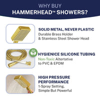 Features Handheld Square Shower Head Set Brushed Gold / 2.5 - The Shower Head Store