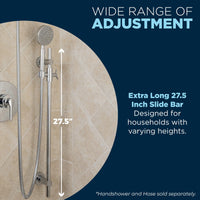 Wide Range of Adjustment Dual Shower Head with Slide Bar Set Chrome / 2.5 - The Shower Head Store