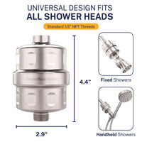 Universal Solid Metal Shower Head Filter Housing with Filtration to Remove Chlorine Brushed Nickel - The Shower Head Store