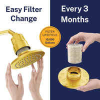 Easy Filter Change Gillian — The METAL Filtered Shower Head Brushed Gold / 2.5 GPM Brushed Gold / 1.75 GPM - The Shower Head Store